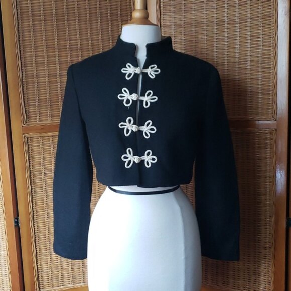 Vintage 60's Cropped Mandarin Style Collar Bolero Jacket Size Medium - Picture 5 of 16